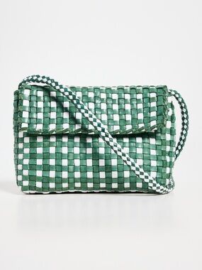 Loeffler Randall Vinnie Green and White Woven Crossbody Bag